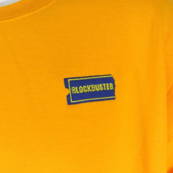 BLOCKBUSTER VIDEO Vintage Yellow Sweatshirt Employee Uniform Shirt NEW - Picture 5 of 10